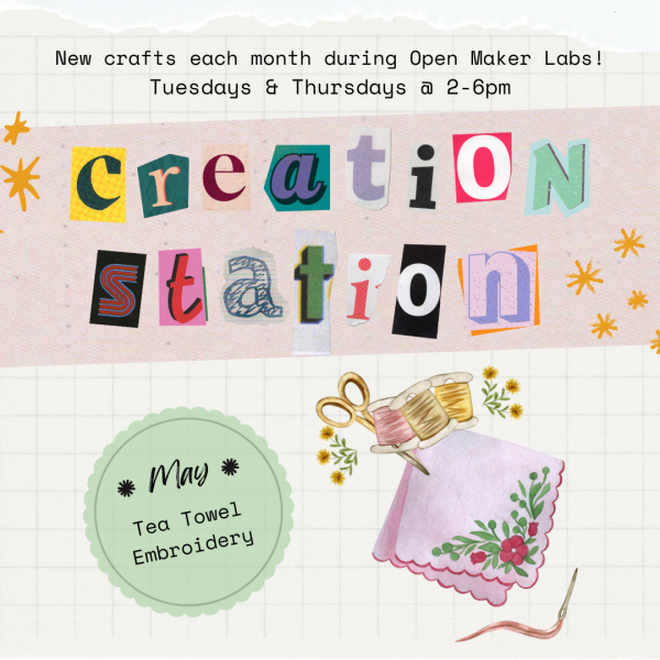 Image for event: Creation Station: Tea Towel Embroidery